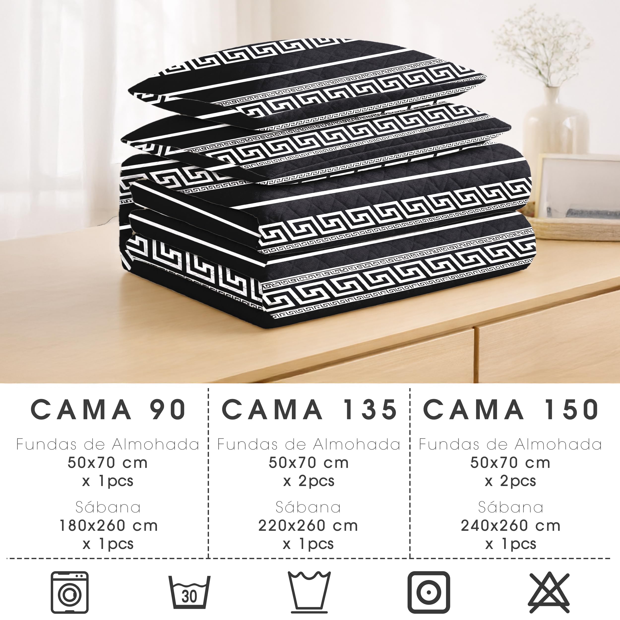 BESCH Colcha Boutis para Primavera y Verano con Diseño Estampado + 2 Funda Cojin 50x70 cm - Cubrecama Ligera Fina Entretiempo Extra Suave y Transpirable (Cama 150, 250x260cm)