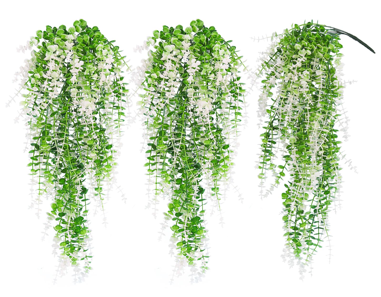 RECUTMS Fake Monkey Plants Hanging Eucalyptus Vine Faux White Hanging Plant