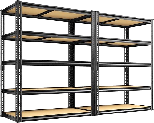 ROOMFAVE 5-Tier Heavy Duty Garage Shelving 2-Pack, 72x35.56x16 Inches, 2250 lbs Capacity, Adjustable Metal Storage Shelves