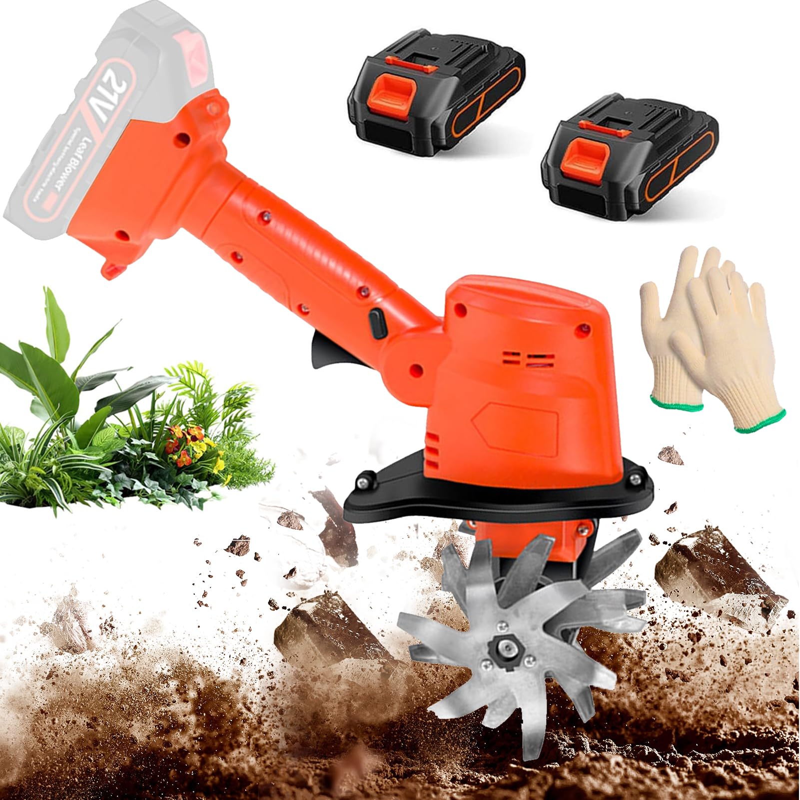 Motoculteur sans fil électrique rotavator de jardin 21V de 235rpm