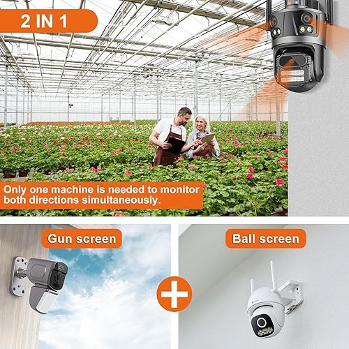 Miniatura 2 de Cámara de seguridad inalámbrica para exteriores, 2.4G, WiFi PTZ, cámara para exteriores para el hogar, cámaras de seguridad de doble lente, enlace