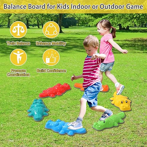 Miniatura 4 de Stackable Balance Stepping Stone Training Set of Sensory Toy for Toddlers Entertainment and Exercise, Play the floor is lava Game, Kids Fitness