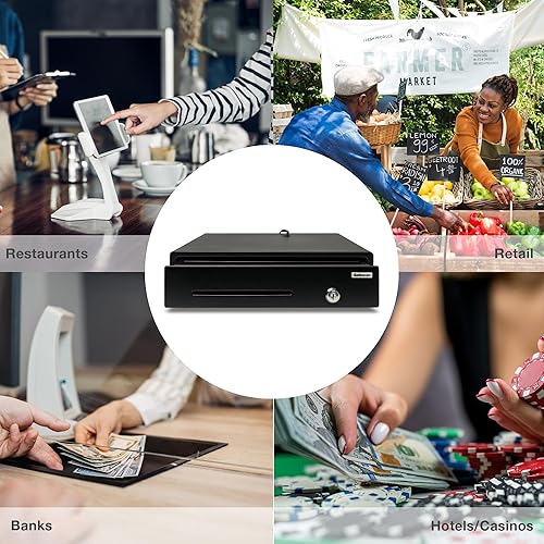 Miniatura 5 de Safescan LD-3336 Cajón negro para efectivo con diseño de 3 billetes8 monedas, compartimento extraíble para monedas, potencia de 12 V dura al menos