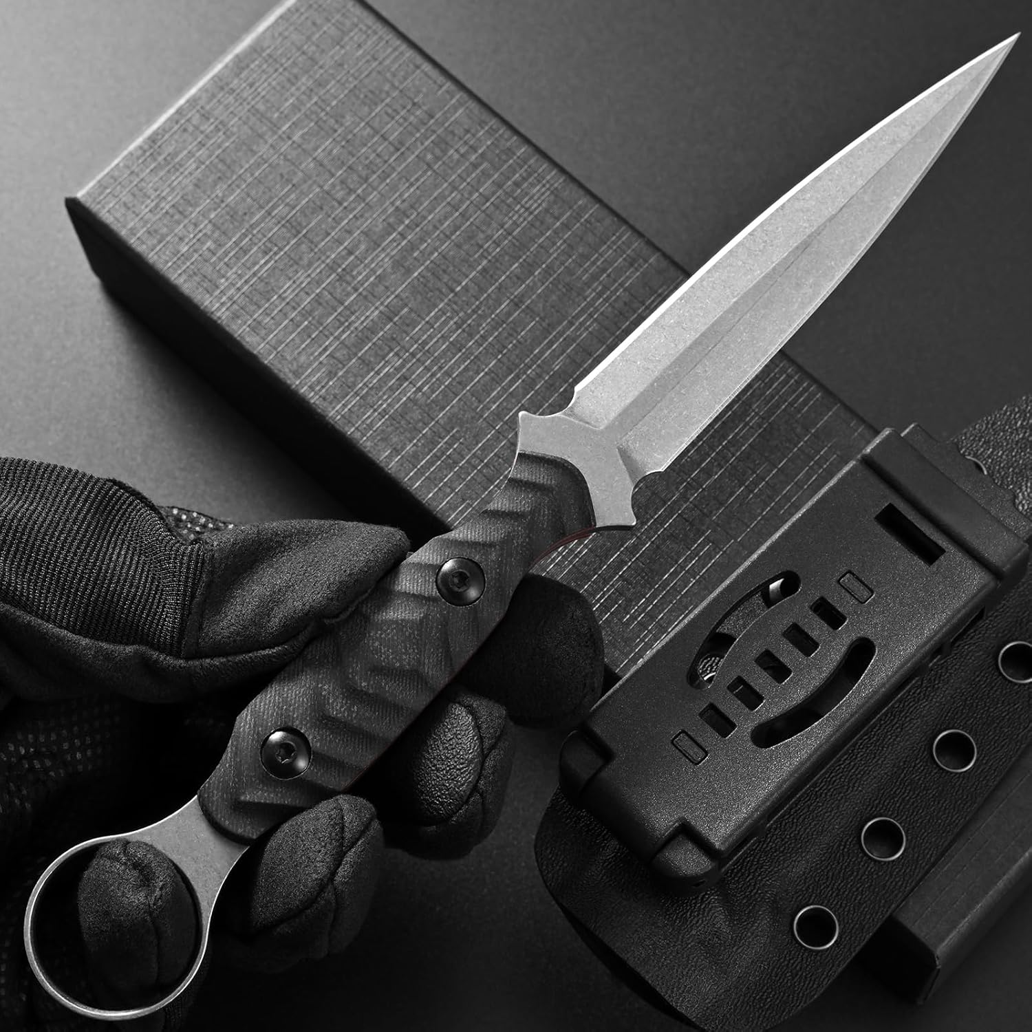 GTK340 Fixed Blade Knife AUS-10 Steel Blade G10 Handle Full Tang EDC Tool Knifes for Outdoor Camping Hiking Survival(Silver) - Image 6