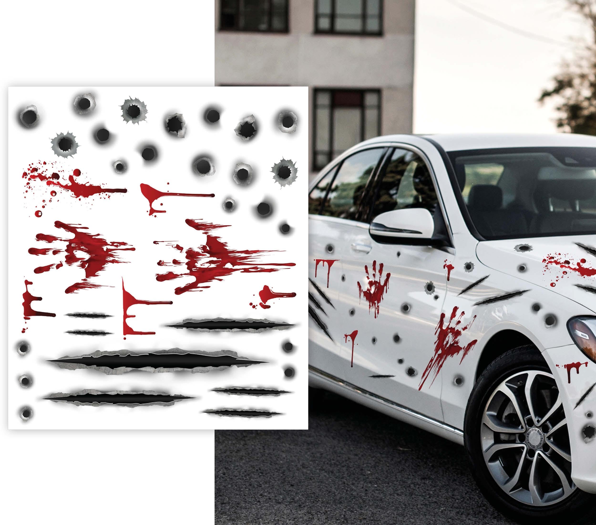 Halloween Car Stickers Bloody Vehicle Stick On Self Adhesive Bullet Hole Decals