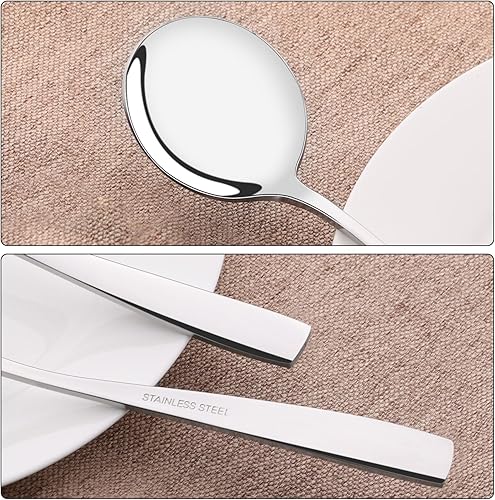 Miniatura 5 de Saedy Juego de 12 cucharas redondas, cucharas de sopa de caldo de acero inoxidable