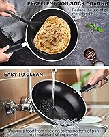 Vista 6 de Cook N Home Juegos de Ollas y Sartenes Antiadherentes de Cocina incluyen Cacerola, Sartén, Ollas de Caldo de 8 Piezas, Calibre Pesado, Mango que se