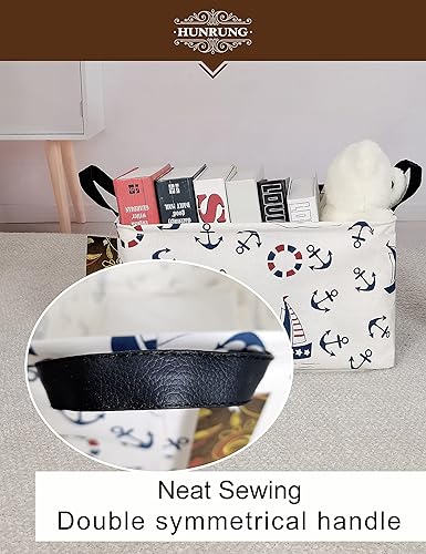 Miniatura 136 de HUNRUNG Cesta rectangular de almacenamiento de lona, bonita cesta organizadora de lona para mascotas, juguetes de niños, libros, ropa, perfecta