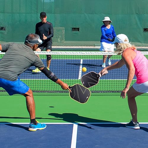 Miniatura 6 de TOGRA Palas de pickleball aprobadas por USAPA, juego de 2 palas de pickleball de fibra de carbono, ligeras raquetas de pickleball de grafito con 4