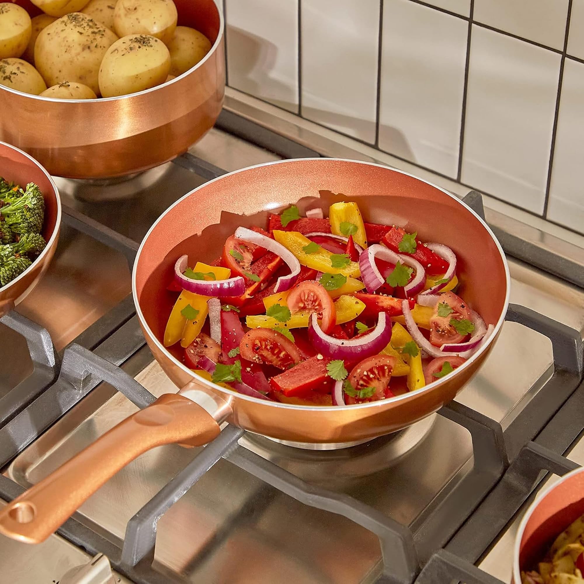 de 11 piezas juego de utensilios de cocina antiadherentes, apto para horno y asador, ollas y sartenes, juego de cocina, sartenes, cacerolas, salteadores, cocina, hogar, apto para lavavajillas