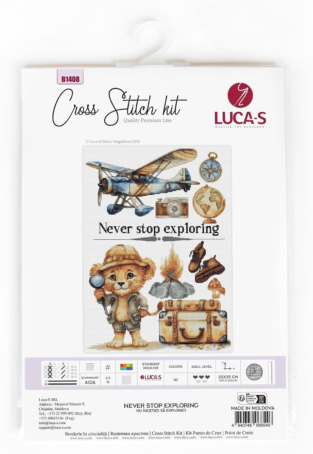 Luca-S Cross Stitch Kit Never Stop Exploring, B1408, Counted Cross Stitch Kit for Adults, Needlecraft and Embroidery Kit