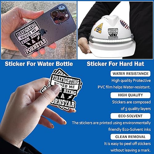 Miniatura 2 de (3 unidades) Firefighting Saved Me From Becoming A P*rnstar - Adhesivo de bombero para hombres, padre, papá, sombrero duro, calcomanías divertidas