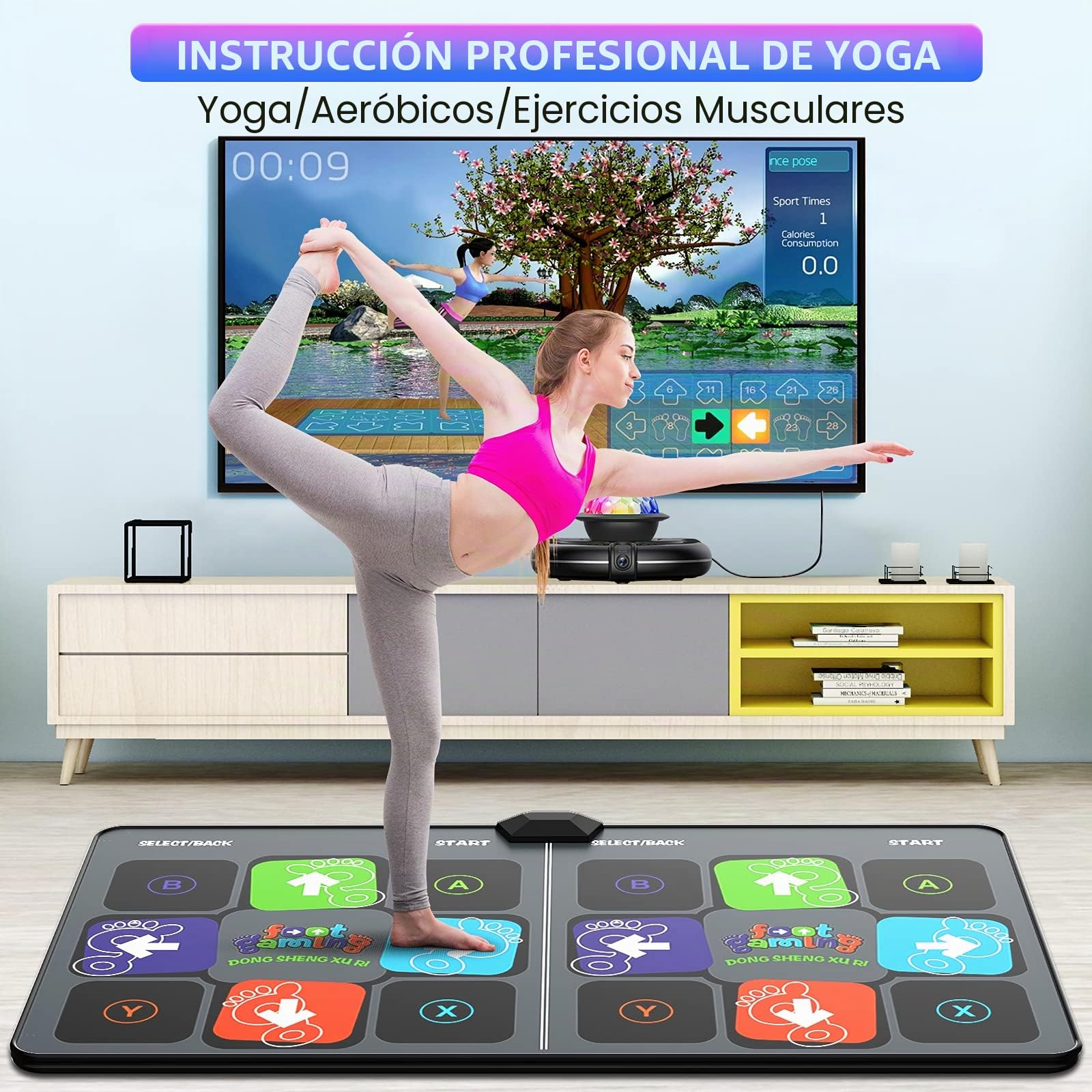 FWFX Alfombrilla de baile electrónica para TV - Almohadilla de baile inalámbrica doble/simple con cámara HD, juegos de baile familiares para niños y adultos, cumpleaños para niños y niñas