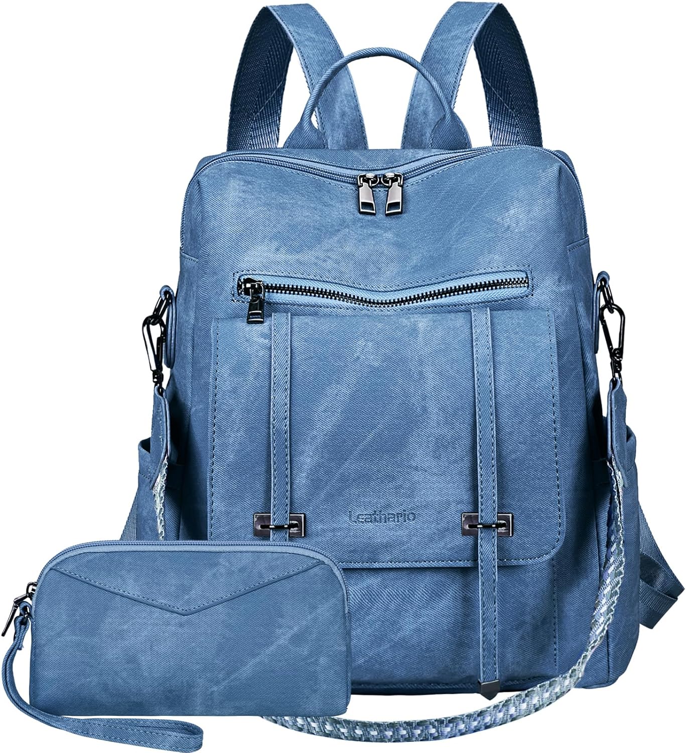Leathario Kleine rugzak voor dames, anti-diefstal, handtas, stadsrugzak voor dames en meisjes, elegant voor reizen, vrije tijd, winkelen, werk, Zwart