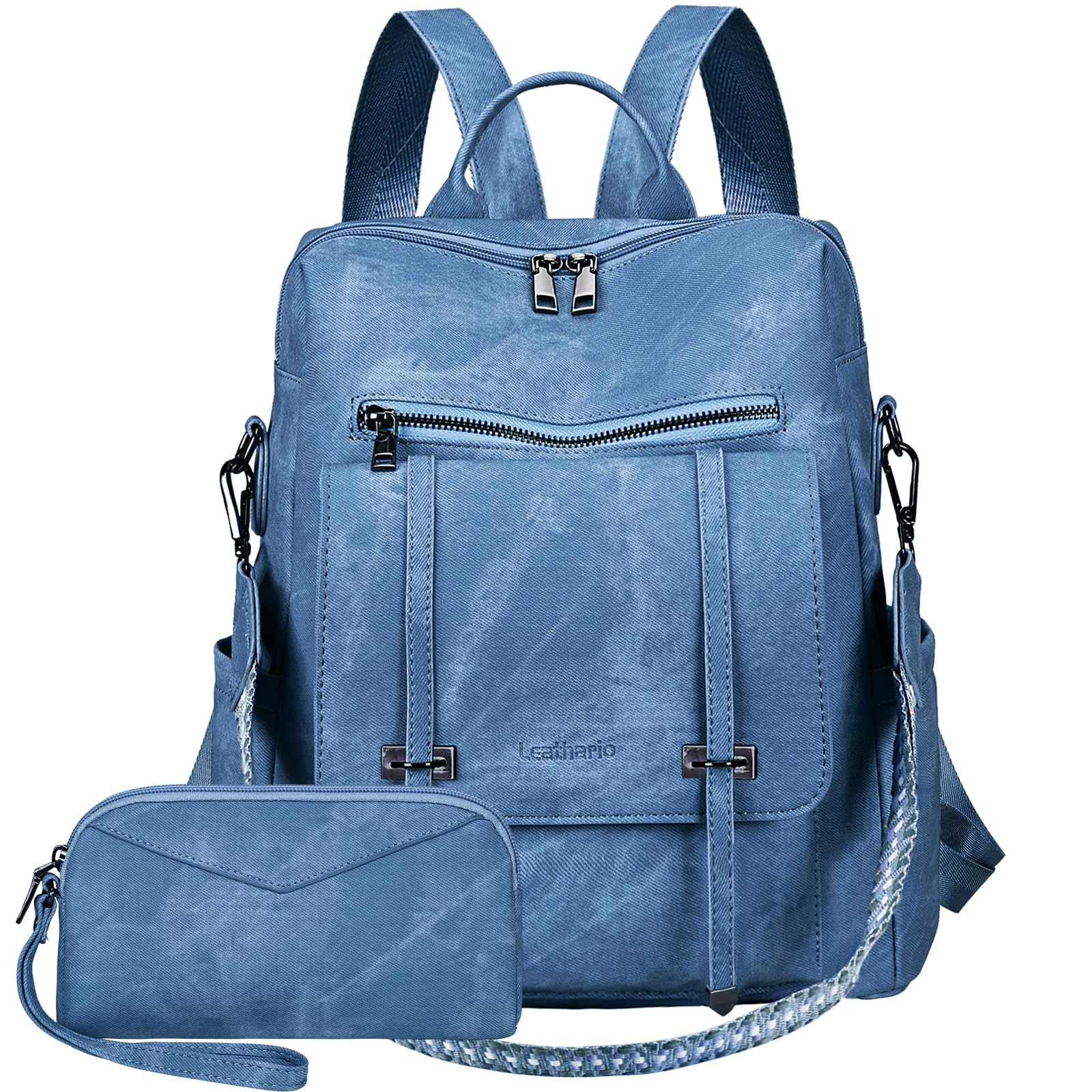 Leathario Rucksakck Damen Set Wasserdicht,Veganes Leder Cityrucksack,Rucksackhandtasche Mittelgroß, Diebstahlsich Tagesrucksack für Büro,Pendeln,Arbeit,Leicht Elegant Backpack Women Groß für Reise