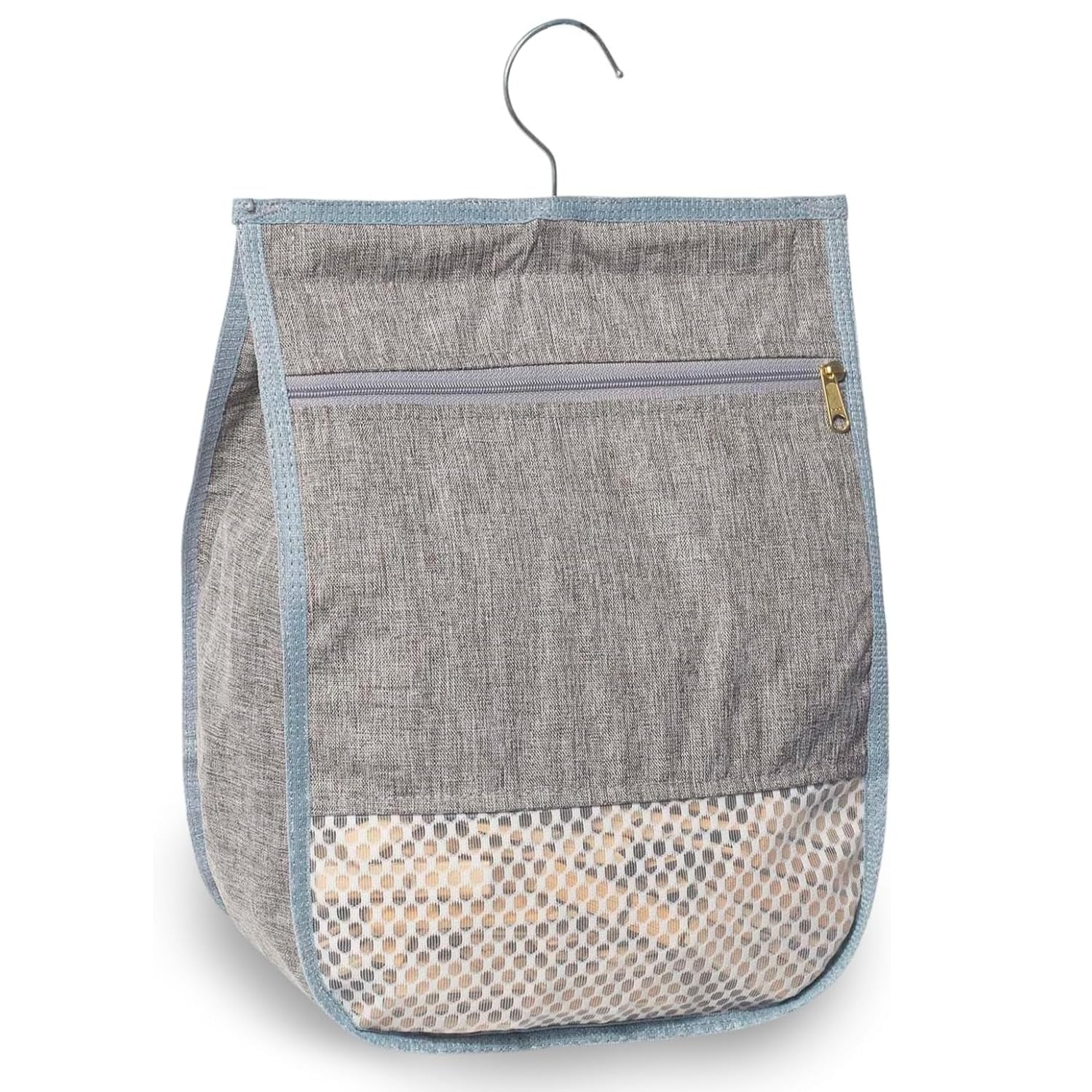 Laicaii Peg Bags for Washing Line, Large Peg Bag with Zipper, Hanger Hook for Hanging, Durable peg Basket, Multi-Use Clothes Pegs Bag for Laundry & Outdoor Clothesline, Grey, 360° Rotation, 11.8x9 in