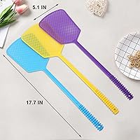 Vista 4 de Fly Swatter,Plastic Flyswatters Multi-Pack,6 Bulk Vibrant Colorful Fly Killer,Long Handle Bug Swatter for Indoor and Outdoor
