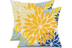 DFXSZ Outdoor Patio Yellow Blue Flower Throw Pillows