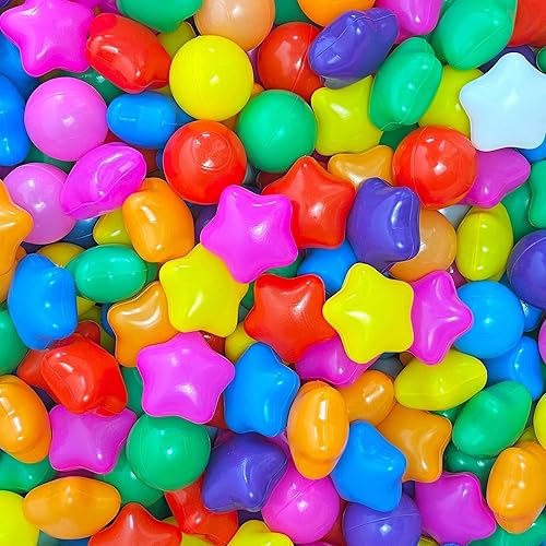 YUFUL Star Ball Pit Balls - Paquete de 200 bolas de plástico suave no tóxicas para niños, sin BPA ni ftalatos, a prueba de aplastamiento, adecuadas