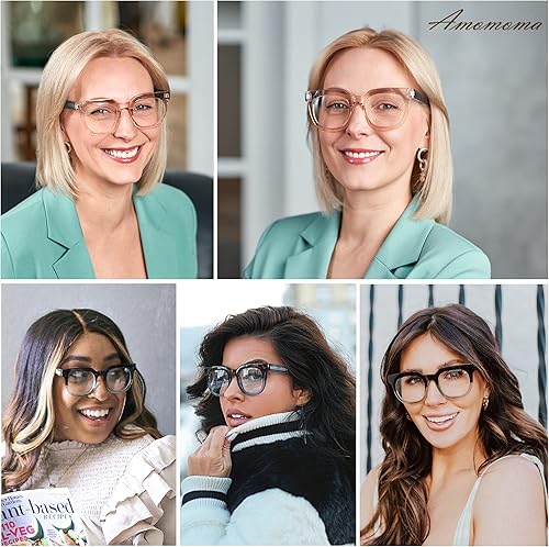 Miniatura 3 de AMOMOMA Anteojos de lectura retro de gran tamaño con bloqueo de luz azul para mujeres y hombres, computadora cuadrada grande AM6056