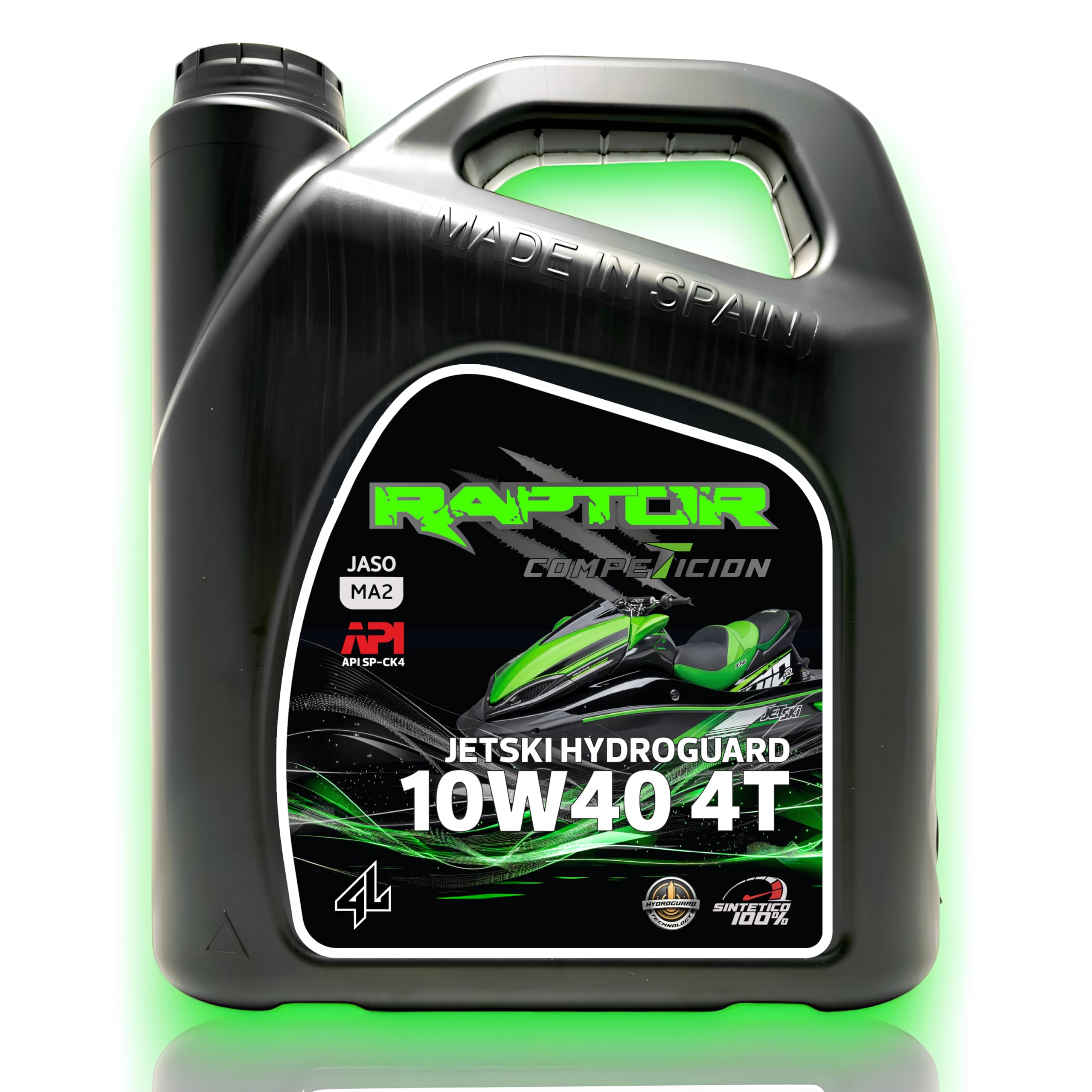 Raptor Marine - Aceite Jet Ski 10W40 100% Sintético Hydroguard | 4L | Moto de Agua PWC 4T | Alta Temperatura | Anticorrosión | API SP, JASO MA2