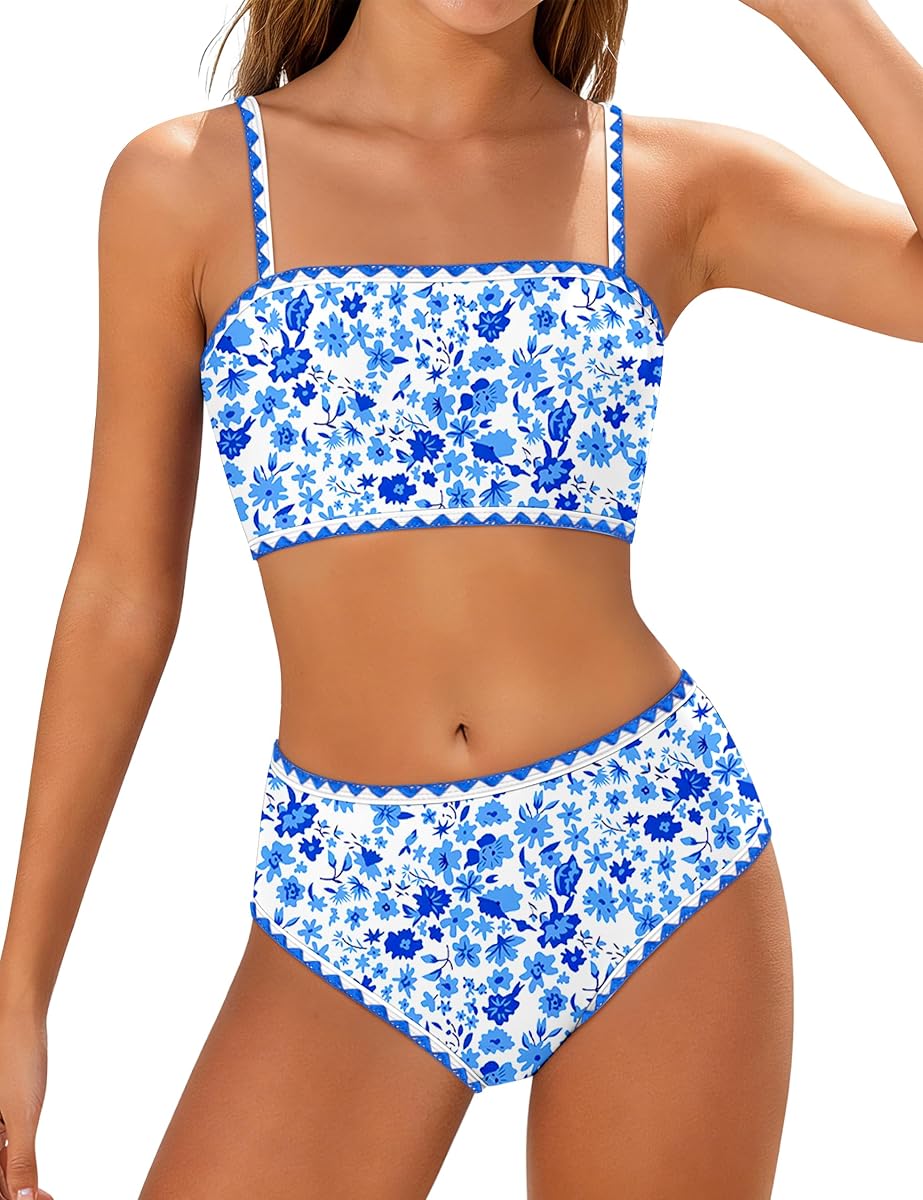 Girls Swimsuit Adjustable Shoulder Straps with Chest Pad Bikini with Cover Up Skirt 3 Piece Bathing Suit for Teen Girl