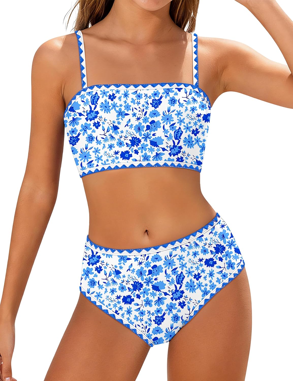 Girls Swimsuit Adjustable Shoulder Straps with Chest Pad Bikini with Cover Up Skirt 3 Piece Bathing Suit for Teen Girl