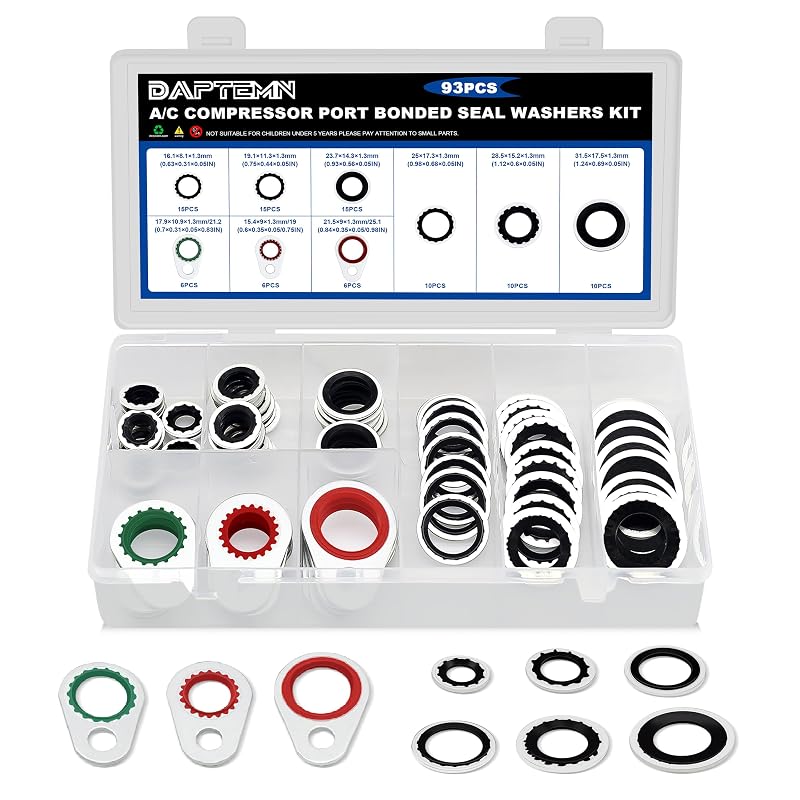 Kit de Arruelas de Vedação do Compressor de Ar-Condicionado Daptemn – 93 unidades, 9 tamanhos