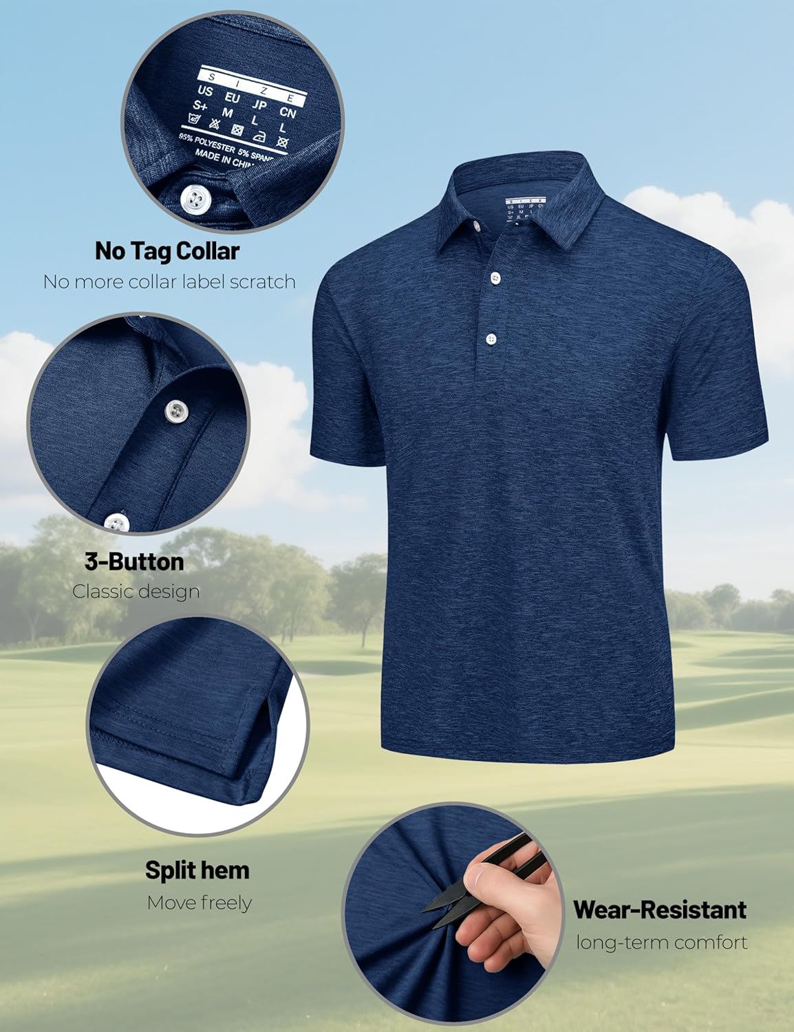 Cavva Polo Shirts for Men Performance Mens Golf Shirt Dry Fit Collared Polo Shirts Short Sleeve Moisture Wicking - Image 5