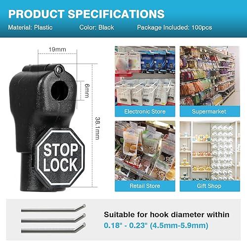 Miniatura 2 de IRONWALLS 100 cerraduras de gancho de clavija (negro)