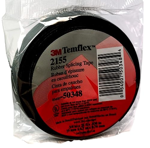 3M Temflex Cinta de empalme de goma 2155, 34 pulgadas x 22 pies, negro, cinta aislante eléctrica autofusible, de uso general, 1 rollo