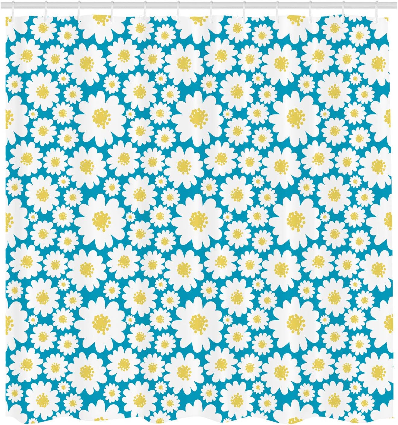 Ambesonne Floral Shower Curtain, Pastel Cartoon Like Flowers Daisies Spring Time Season Artwork Print, Cloth Fabric Bathroom Decor Set with Hooks, 69" W x 70" L, Dark Sky