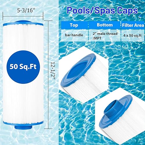 Miniatura 9 de 5CH-502 - Cartucho de filtro de spa para PPM50SC-F2M, Filbur FC-0195, Marquis Spa 20041, 20091, 370-0237, C-5303, Darlly 50501, filtro de bañera de