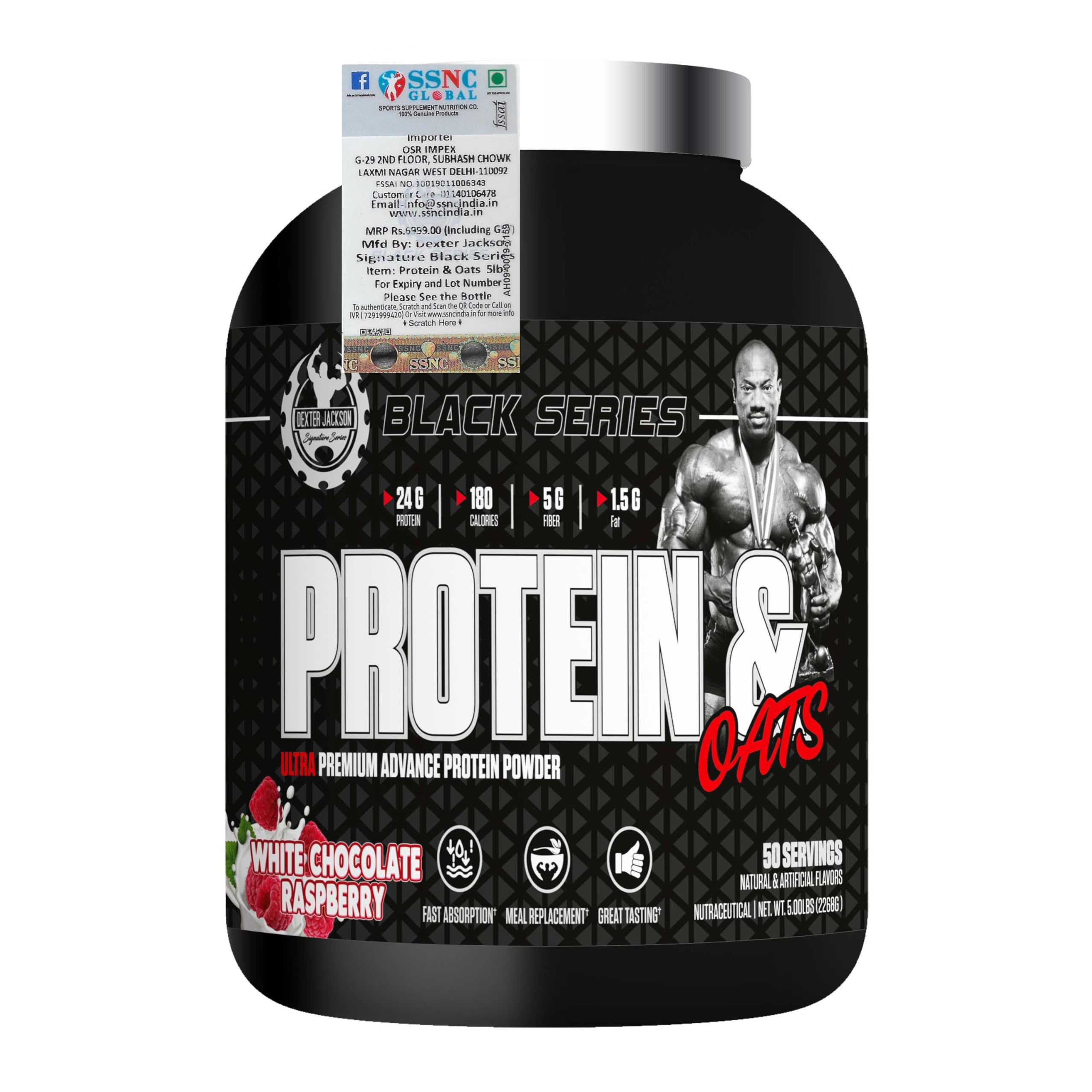 Dexter Jackson Black Protein & Oats | Ultra-Premium Advance Protein Powder 5lbs (2268g) 50 Servings | Muscle Fuel with Oats for Optimal Performance (White Chocolate Raspberry) — Amazon image 4