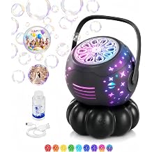 Bubble Machine for Kids, 3-in-1 Rechargeable Bubble Maker with 9 Night Light Star Projector, 30000+ Bubbles/Min, 600ml Large Capacity Electric Bubble Blower Toy for Weddings