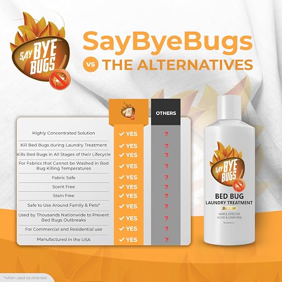 Bed Bug Killer Laundry Detergent by Say Bye Bugs (1x 32oz). Kills on Contact. Non-Toxic Formula, Safe for Family and Pets. Leaves No Odor, No Stains. Simple - Shake & Pour System. Made in The USA.