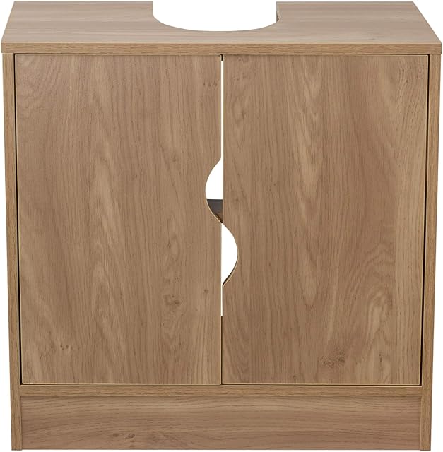URBNLIVING Flaminio Partial Pedestal Bathroom Sink Cabinet Under Cupboard Storage Furniture (Oak)