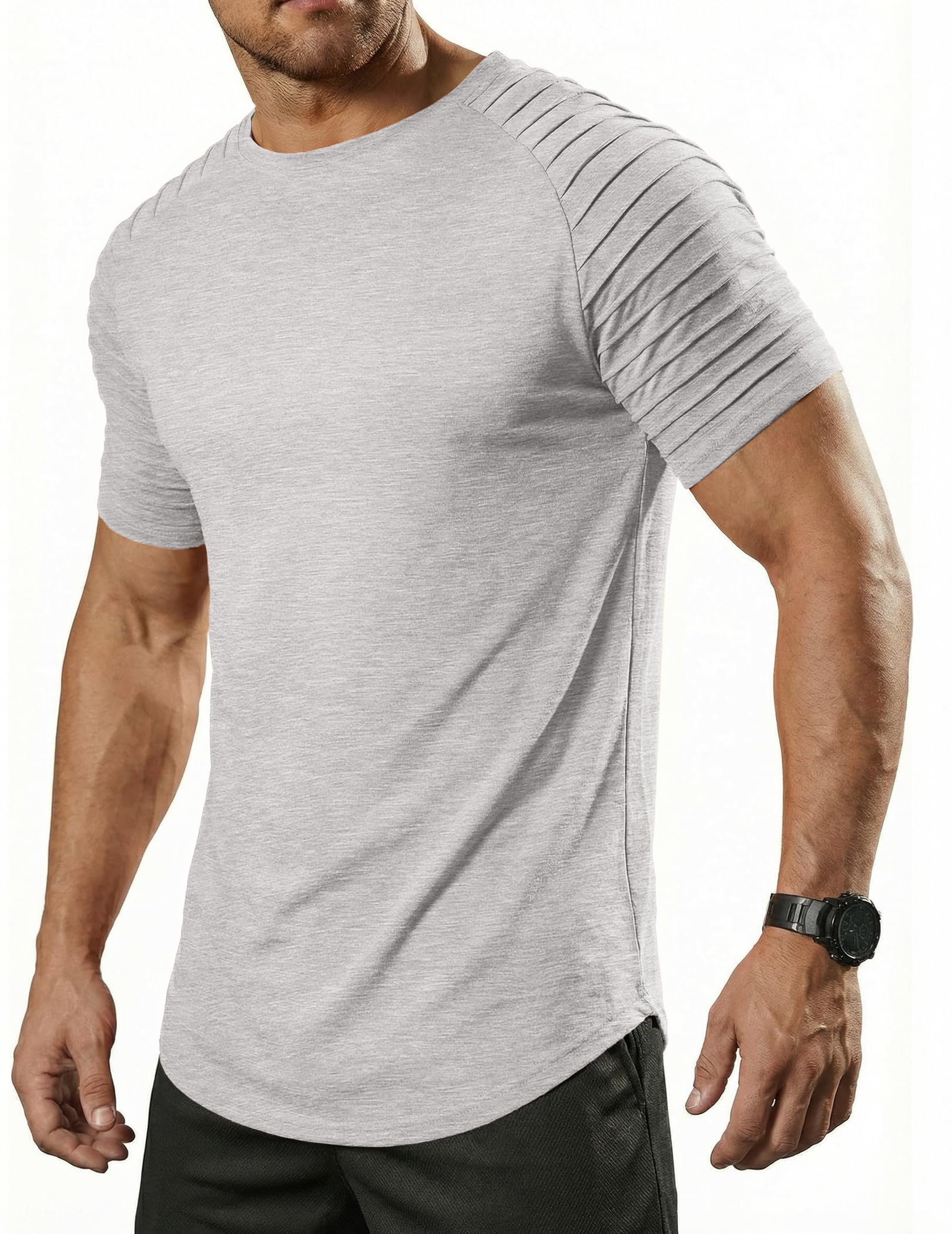 COOFANDY Herren Rundhals T-Shirt mit Raglanärmel Sportshirt Kurzarm Funktionsshirt Gym Muskelshirt Sommer Oberteile Basic Tee