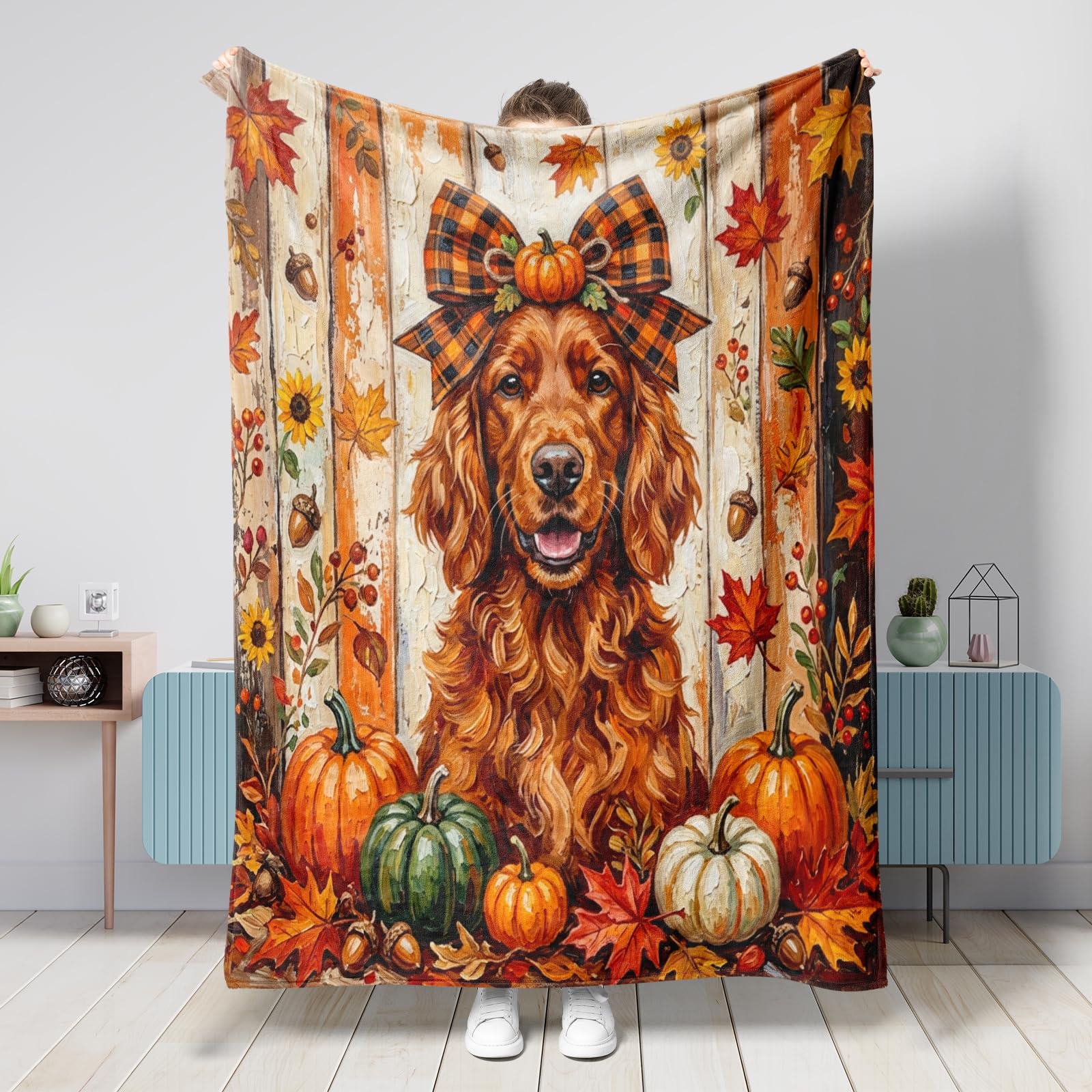 Couverture d'automne rustique XXL 152x203cm plaid pelucheux lit et canapé
