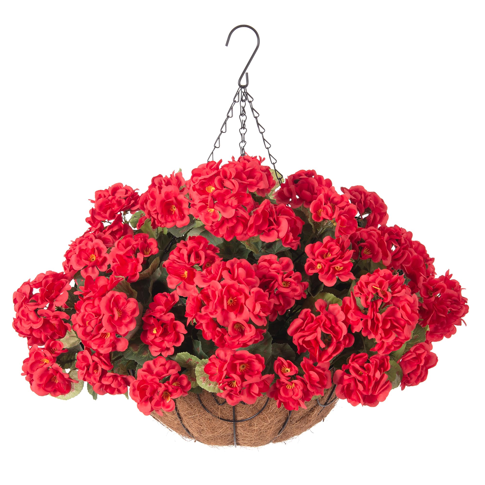 INSPRING Geraniums Artificial Flowers Hanging Basket Red