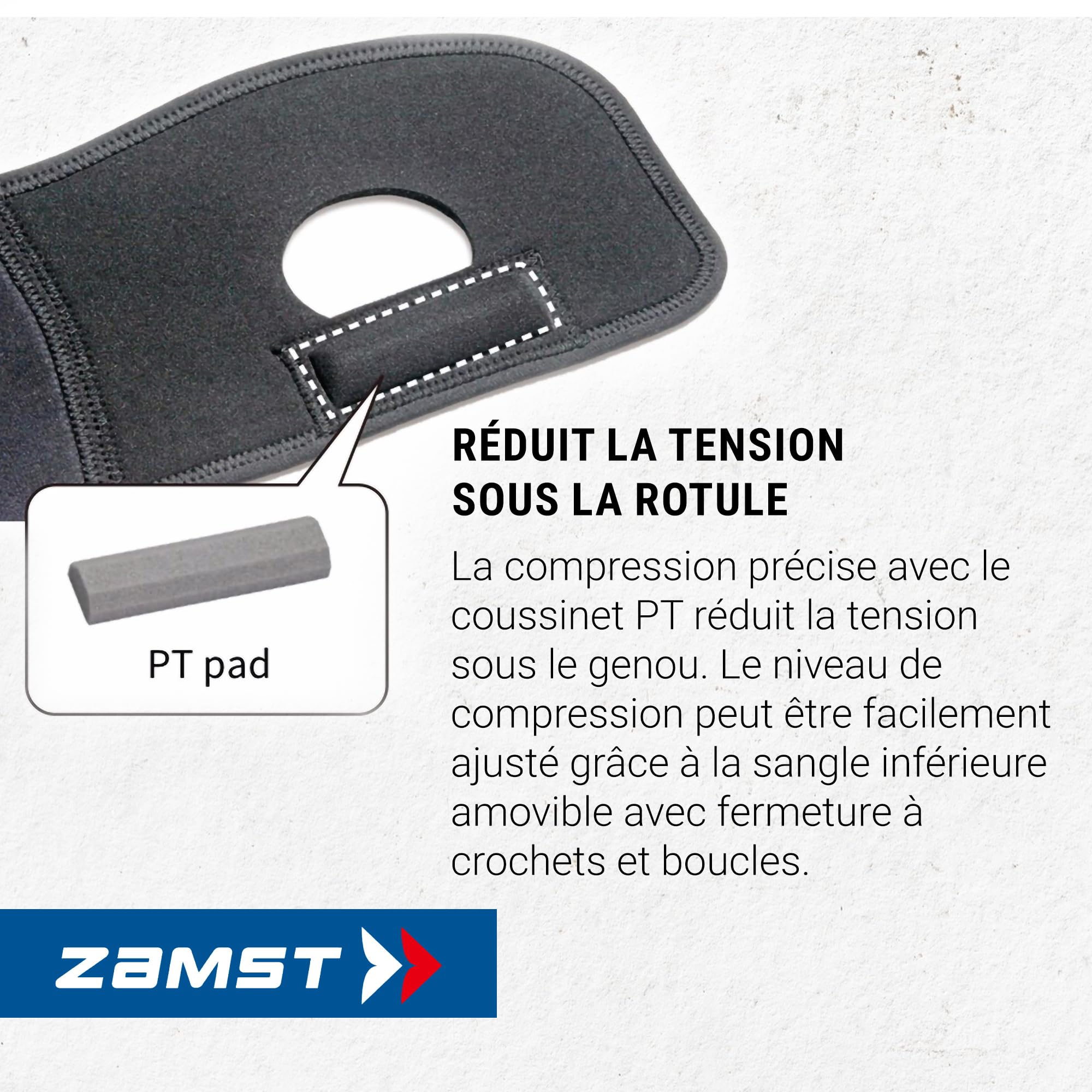 Zamst JK-1 Genouillère de Sport - Compression ajustable avec rembourrage rotulien intégré - Soutien du Genou - Enfants et Adultes - Taille S