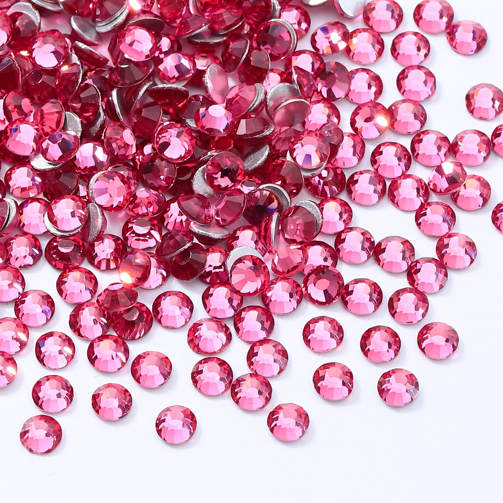 Meibite Rose Flatback Rhinestones, Glass Rhinestones for Nail Art and Craft, Glue Fix, Loose Crystal Gemstones(Rose, SS10, 1440pcs, 2.7-2.8mm)