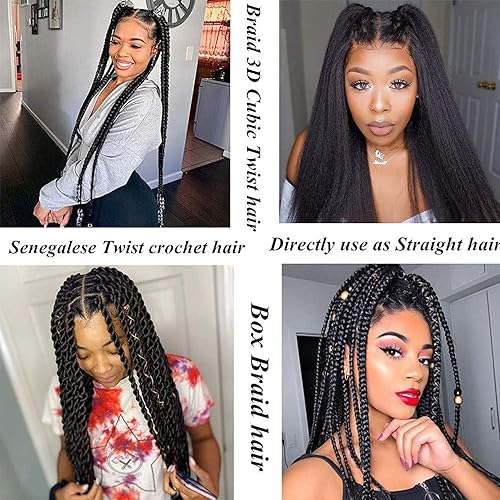 Miniatura 6 de Liang Dian Cabello trenzado preestirado de 22 pulgadas, 6 paquetes de extensiones de cabello sintético con ajuste de agua caliente (rojo vino)