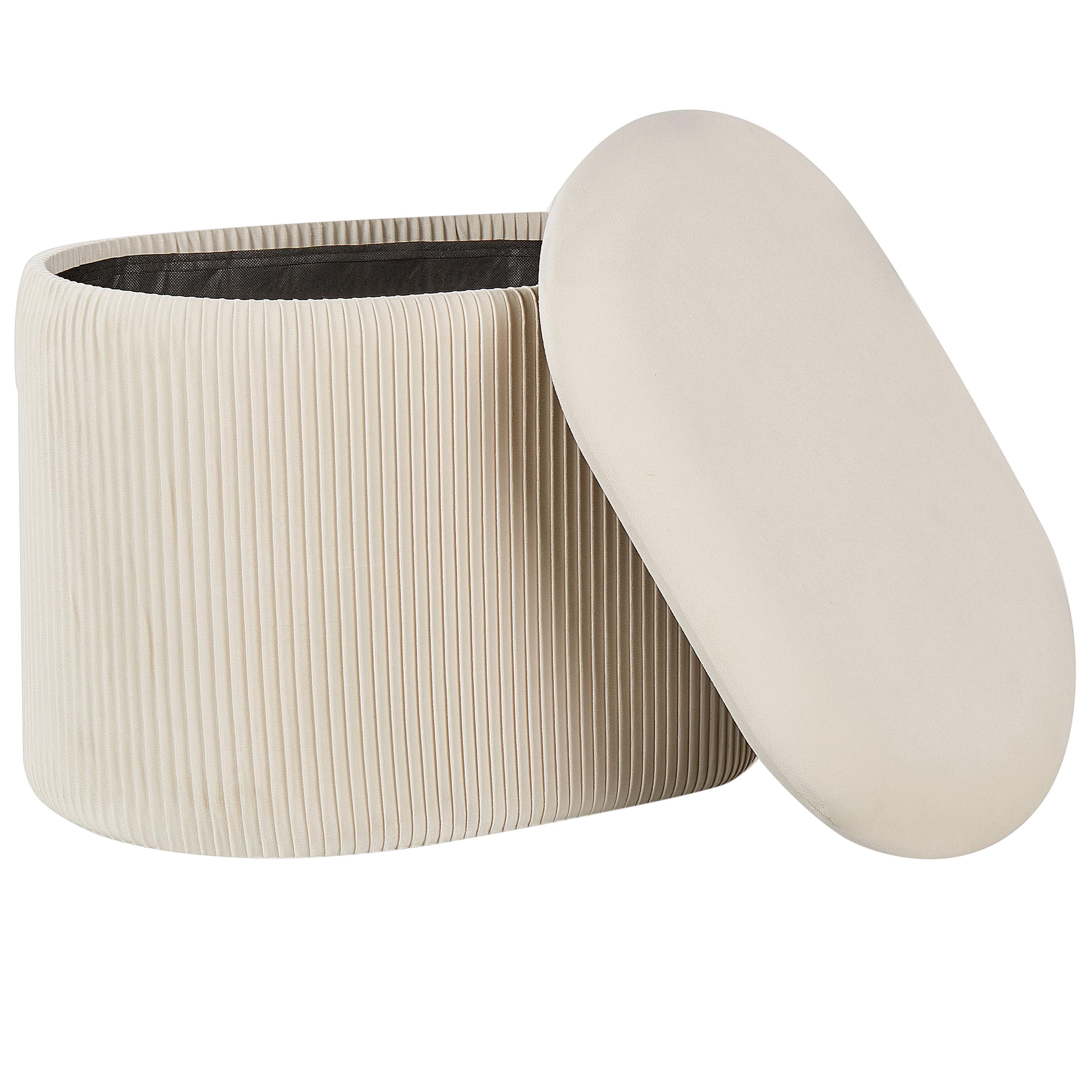 Beliani Pouf Glamour Tappezzeria in velluto beige chiaro contenitore