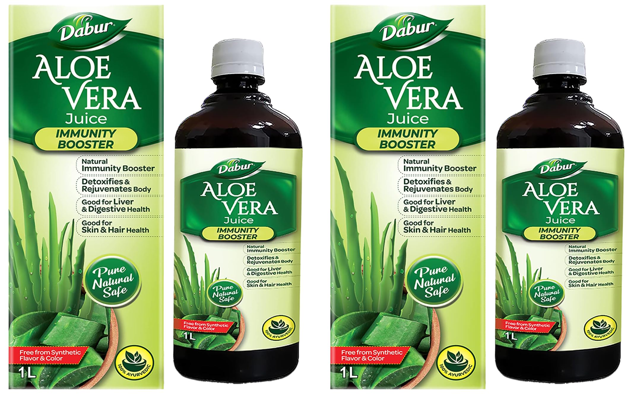 Dabur Aloe Vera Juice Ayurvedic Health Juice For Immunity Boosting - 1 L (Pack of 2)