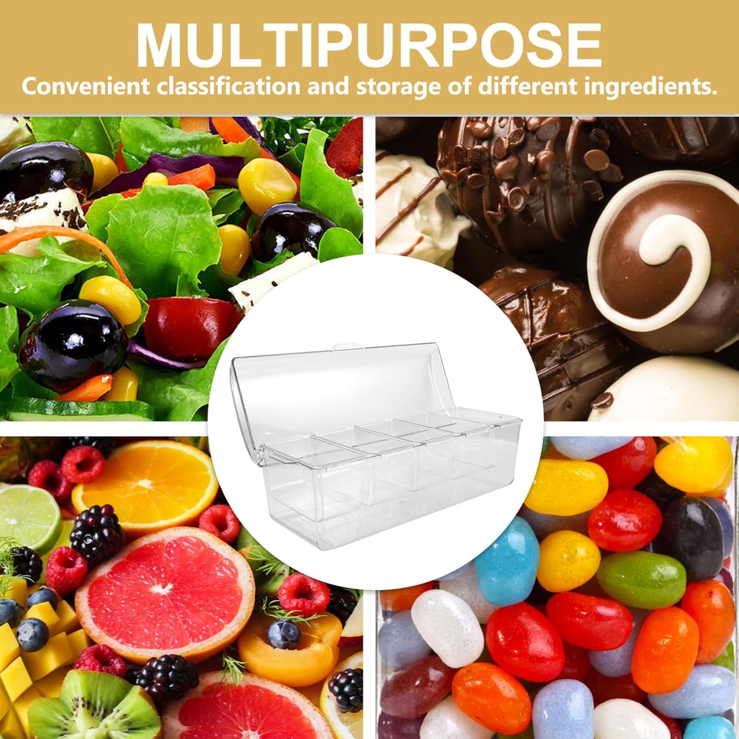 Cabilock Chilled Snack Box Containers with Condiment Holder Portable Salad Storage for Outdoor