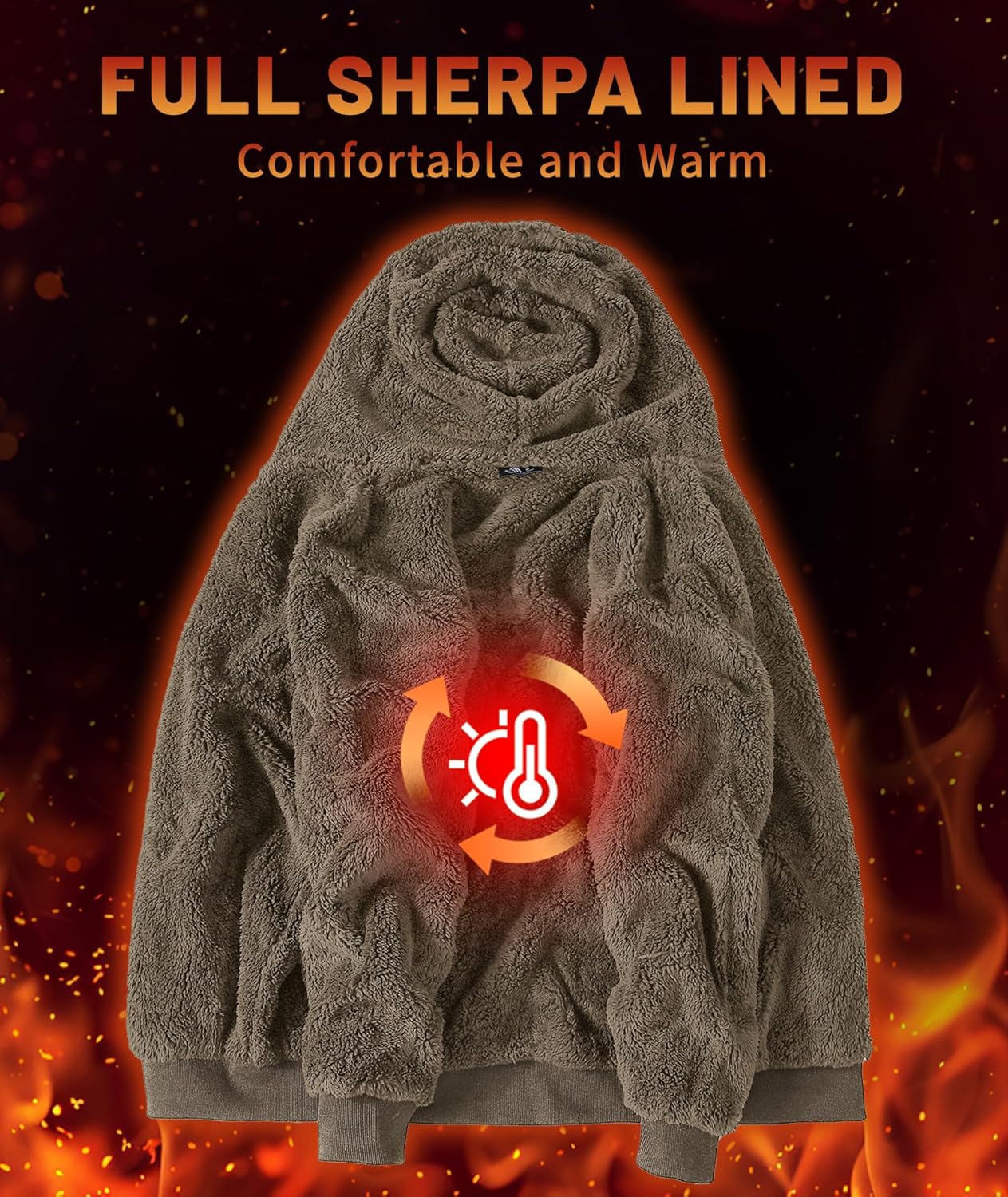 Little Beauty Fleece Hoodies for Men Winter Thick Jackets Sherpa Lined Zip Up Sweatshirt With Kanga Pocket