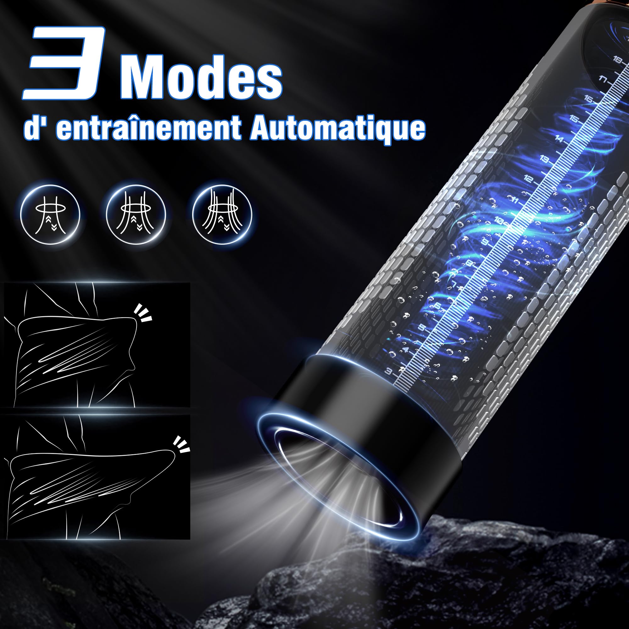 HIVEFUN Sextoyse Homme Sex Pompe a Penis, Pompes à Pénis avec 4 modes de Succion et 3 Modes D'entraînement Automatique, IPX7 Étanche Sex Toys Jouet pour Homme Pompe Penis avec Vaginette Silicone