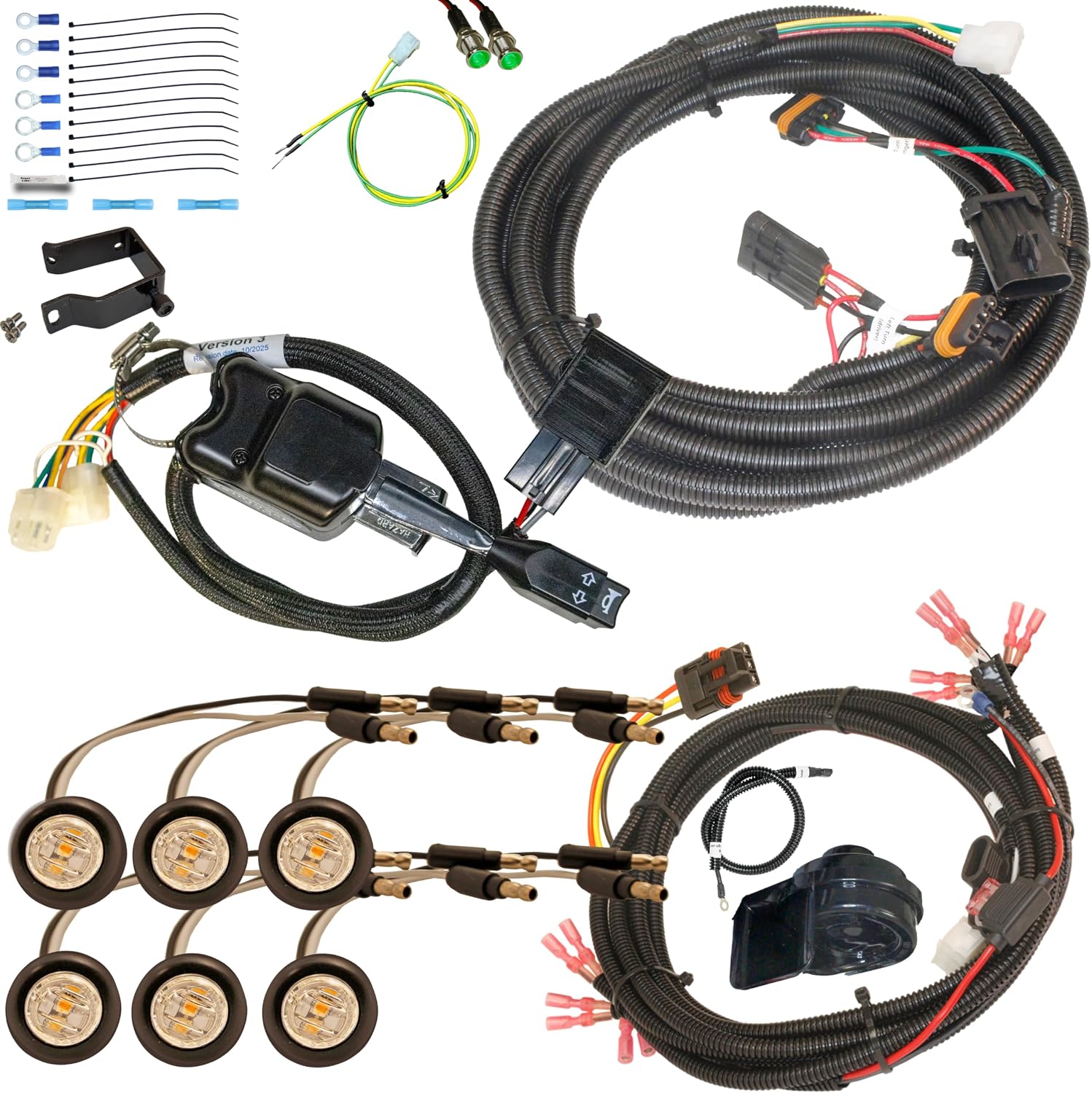 Plug and Play Street Legal Turn Signal Kit, Column Lever With Horn And Hazard, for Polaris Ranger 1000 XP Northstar - Clear Lens LED Amber Illumination