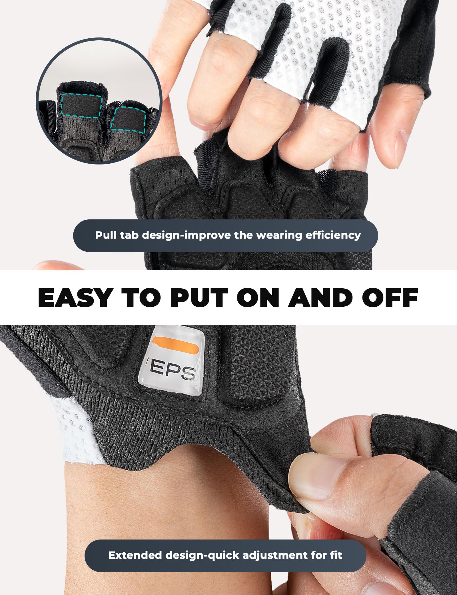 ROCKBROS Road to Sky Guantes de Ciclismo para Hombre con Palma SBR, Guantes Dedos Cortos para Bicicleta Montaña Carretera en Verano
